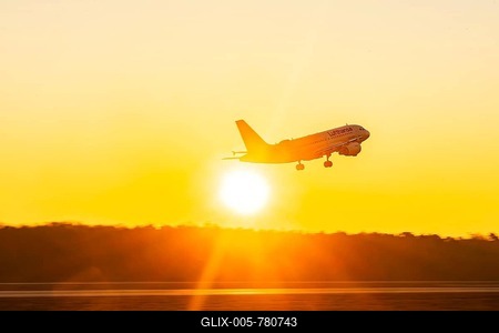 Aircraft taking off at sunrise at Frankfurt Airport, Fraport Airport, D-AIBG, LUFTHANSA, AIRBUS A319-100, Frankfurt am Main, Hesse, Germany-stock-foto