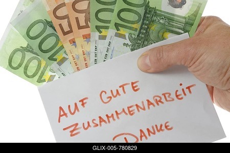Banknotes, euro, German note, symbolic for corruption-stock-foto