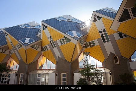 Cubic Houses, cube architecture, architect Piet Blom, Blaak, Rotterdam, Holland, Netherlands-stock-foto