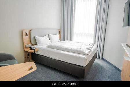 Hotel room in the sunlight, Regensburg, Bavaria, Germany-stock-foto