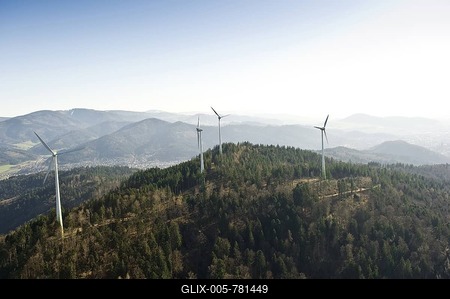Aerial view, wind turbines on Rosskopf mountain, Freiburg im Breisgau, Baden-Wuerttemberg, Germany, Europe-stock-foto