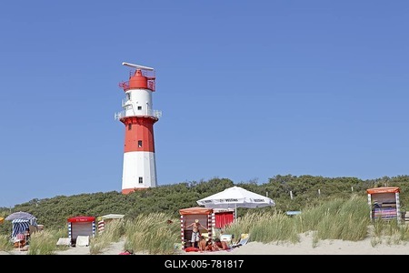 Electrical lighthouse, southern beach, Borkum Island, an East Frisian Island, Eastern Friesland, Lower Saxony, Germany, Europe-stock-foto