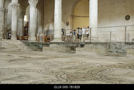 Floor mosaic, St. Hermagor Basilica, Aquileia near Grado, Udine, Italy-stock-foto