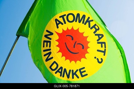 Flag, "Atomkraft? Nein Danke", German for "Nuclear power? No thanks"-stock-foto