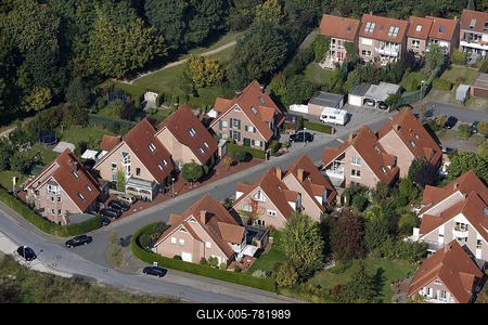 One-familiy houses and multi-family houses, estate, Muenster, North Rhine-Westphalia, Germany, Europe-stock-foto