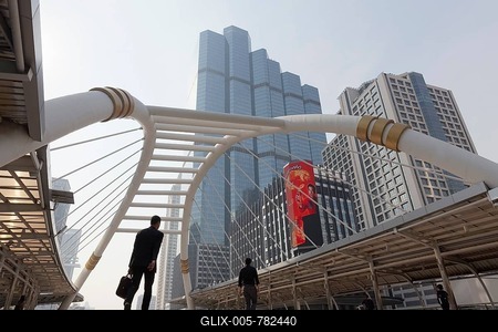 Two men on their way to the office, Sathon business district, view of Empire Tower 1, Sathon, Bangkok, Thailand-stock-foto