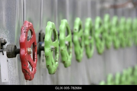DEU Germany : Gas power station detail. Handwheels for air control. |-stock-foto