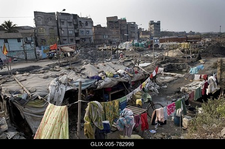 Slum quarter, Shibpur district, Howrah, Kolkata, West Bengal, India, Asia-stock-foto
