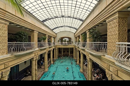 Indoor swimming pool in St. Gellért Thermal Bath, Budapest, Hungary-stock-foto