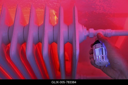 Radiator with thermostat, illuminated, heating costs-stock-foto