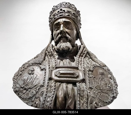 Bronze Bust of Pope Urban VIII by Francesco Bernini, 1640, Museum Diocesano e Basilica di S.Eufemia, Spoleto, Province Perugia, Umbria, Italy-stock-foto