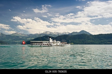 Paddle steamer, Weggis, Lake Lucerne, Canton of Lucerne, Switzerland, Europe-stock-foto