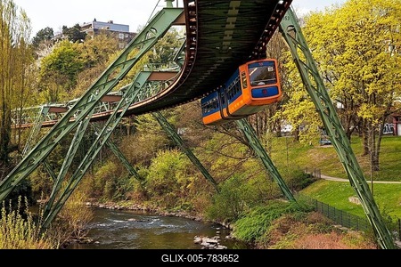 Suspension railway above the river Wupper, Wuppertal, Bergisches Land, North Rhine-Westphalia, Germany-stock-foto