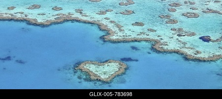 Panorama, aerial view of the ocean floor, Heart Reef, heart-shaped reef, Great Barrier Reef World Heritage Area, Great Barrier Reef, UNESCO World Heritage Site, Queensland, South Pacific, Australia-stock-foto
