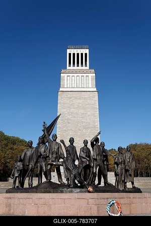 Turm der Freiheit tower, monument on Ettersberg mountain, Gedenkstaette Buchenwald memorial site, a former concentration camp in Weimar, Thuringia, Germany, Europe-stock-foto