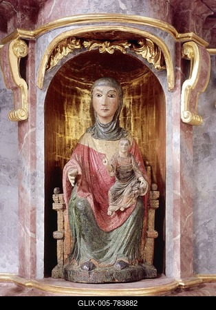 Romanesque Madonna, St. George Parish Church, Ruhpolding, Upper Bavaria, Bavaria, Germany-stock-foto