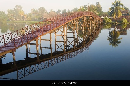 Laguna del Tesoro, Treasure Lagoon, footbridge, Zapata Peninsula, Cuba, Central America-stock-foto