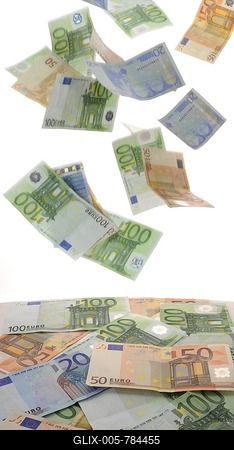 Euro banknotes, symbolic picture for money rain-stock-foto