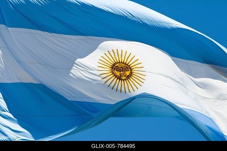 Argentine flag waving at the presidential palace in Buenos Aires, Argentina, South America-stock-foto