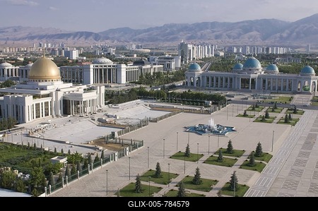Presidential palace with a dome, Ashgabat, Turkmenistan, Central Asia-stock-foto