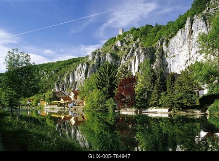 Essing along the river Altmuehl, Lower Bavaria, Germany, Europe-stock-foto