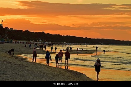 Sunset on the beach, Baltic resort Binz, Rügen Island, Mecklenburg-Western Pomerania, Germany-stock-foto