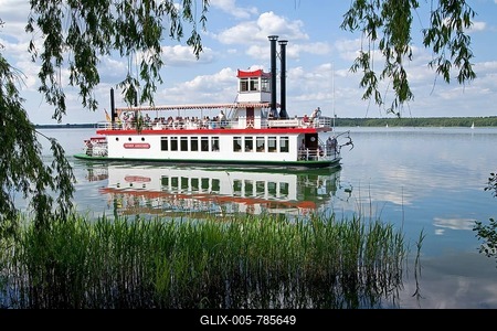 Paddle steamer, lake Arendsee, Saxony-Anhalt, Germany, Europe-stock-foto