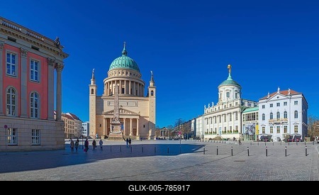 Old Market with view of St Nicholas Church and Old Town Hall in Potsdam, Germany-stock-foto