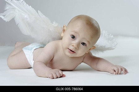 Little baby wearing angel wings, desire to have children-stock-foto
