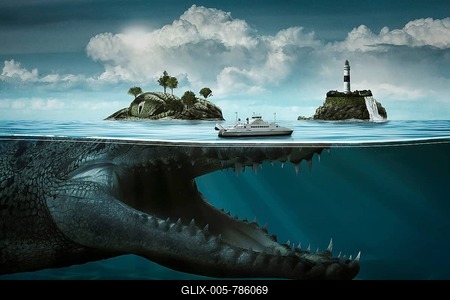 Danger on holiday, symbolic image, composing-stock-foto