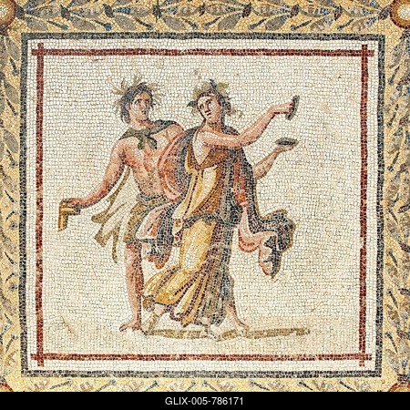 Mosaic of Bacchic dancers, 2nd cent. A.C., Hatay Archaeology Museum, Antakya, Hatay Province, Turkey-stock-foto