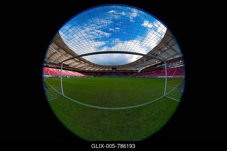 View of empty stadium from the goal, ghost match, Mercedes-Benz Arena, Stuttgart, Baden-Württemberg, Germany-stock-foto