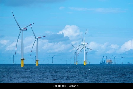Offshore wind farm Meerwind, economic zone, northwest of Helgoland, platform, North Sea, Germany-stock-foto