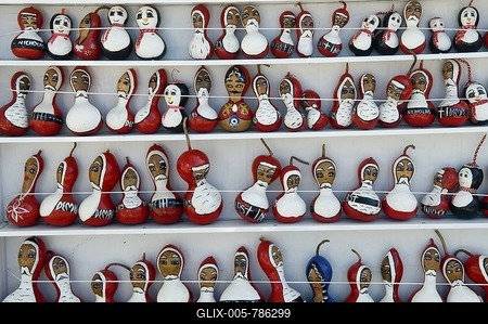 Painted gourds representing Saint Nicholas, Myra, Demre, Turkey-stock-foto