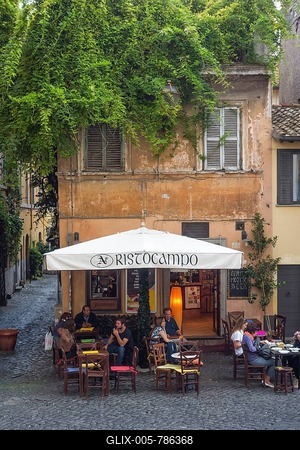 Small local restaurant, Trastevere, Rome, Lazio, Italy-stock-foto