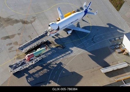 Aerial view, transport aircraft Airbus A300-600ST Super Transporter, also known as Beluga, Hamburg, Hamburg, Germany-stock-foto