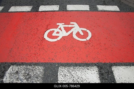 Pictogram, bicycle path, street crossing, Unna, Ruhr Area, North Rhine-Westphalia, Germany, Europe, PublicGround-stock-foto