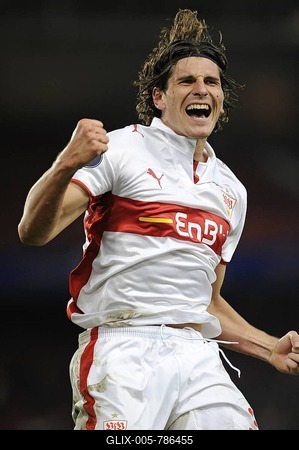 Mario Gomez, German footballer playing for VfB Stuttgart, goal celebration-stock-foto