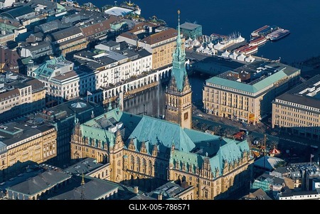 Aerial view, city hall, Alsterfleet, old town, architecture, city centre, Alster, colonades, Hanseatic city, Hamburg, Germany-stock-foto