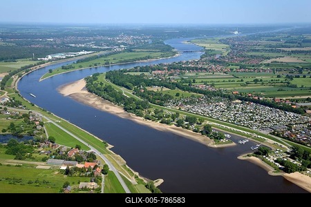 River Elbe near Altengamme and Geesthacht, Schleswig-Holstein, Germany-stock-foto