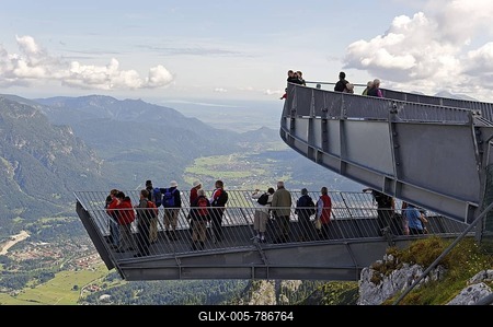 AlpspiX, viewing platform at Alpspitzbahn, mountain station, Garmisch-Partenkirchen, Wetterstein range, Upper Bavaria, Bavaria, Germany, Europe-stock-foto