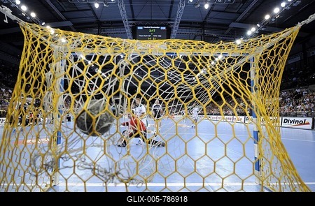 Handball, goalkeeper, Matthias Andersson, THW Kiel, in the Porsche Arena, Stuttgart, Baden-Wuerttemberg, Germany, Europe-stock-foto