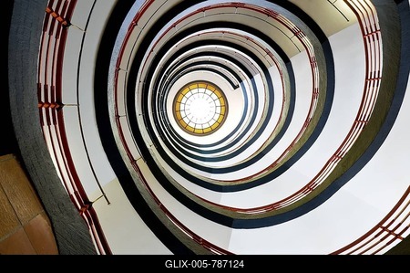Circular staircase, Sprinkenhof building, Hamburg, Germany, Europe-stock-foto