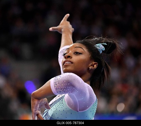 Simone Biles, USA, Floor practice, EnBW Gymnastics World Cup Stuttgart 2019, DTB Cup, Gymnastics, Women's World Cup, Porsche Arena Stuttgart, Baden-Württemberg, Germany-stock-foto