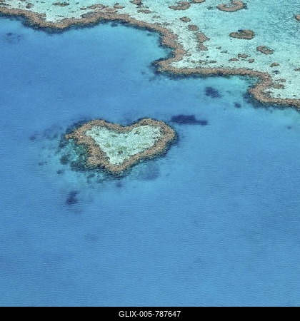Aerial view of the ocean floor, Heart Reef, heart-shaped reef, Great Barrier Reef World Heritage Area, Great Barrier Reef, UNESCO World Heritage Site, Queensland, South Pacific, Australia-stock-foto