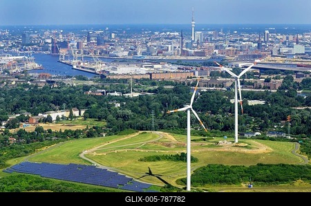 Deponie Georgswerder landfill, converted into the "Georgswerder energy hill" during the International Building Exhibition IBA Hamburg, Wilhelmsburg, Hamburg, Hamburg, Germany-stock-foto