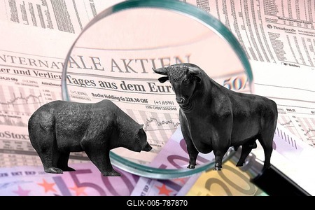 Bull and bear, symbolic figures of the stock market, Studio-stock-foto