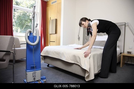 Hotel Management trainee working in a hotel, room service, Essen, North Rhine-Westphalia, Germany, Europe-stock-foto