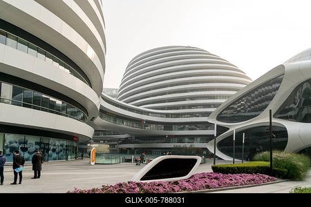 Modern office building Soho Galaxy, Beijing, China-stock-foto