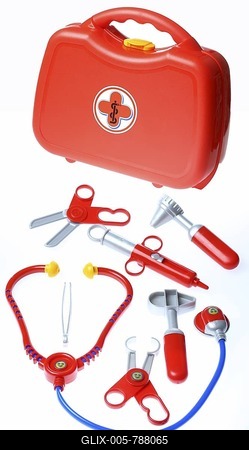 Doctor kit for children, toys, with various medical devices-stock-foto